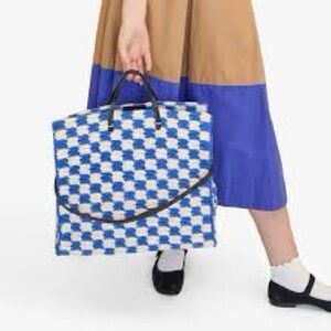 Clare V Blue Checkered Summer Simple Tote